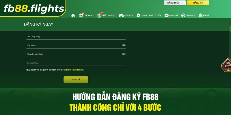 Hướng dẫn đăng ký FB88 thành công chỉ với 4 bước